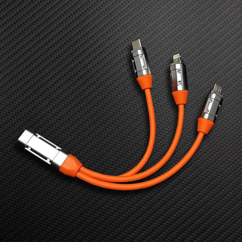 Orange multi-head USB charging adapter cable