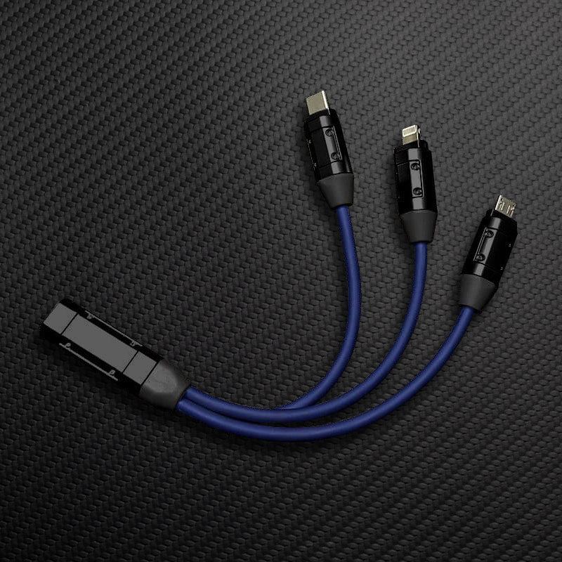 Blue multi-head USB charging adapter cable