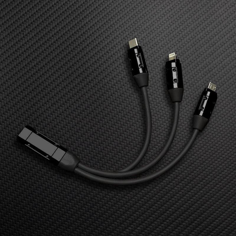 Black multi-head USB charging adapter cable