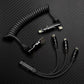 Black multi-functional coiled USB charging cable set