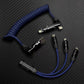 Blue multi-functional coiled USB charging cable set