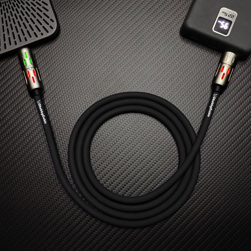 Black ChubbyCable charging cable with red indicator light