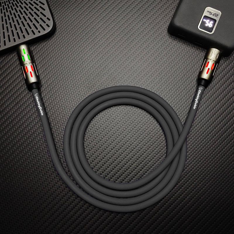 Black ChubbyCable fast charging cable, top view