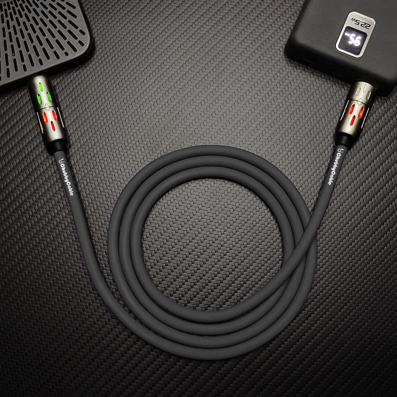 Black ChubbyCable USB charging cable with status indicator