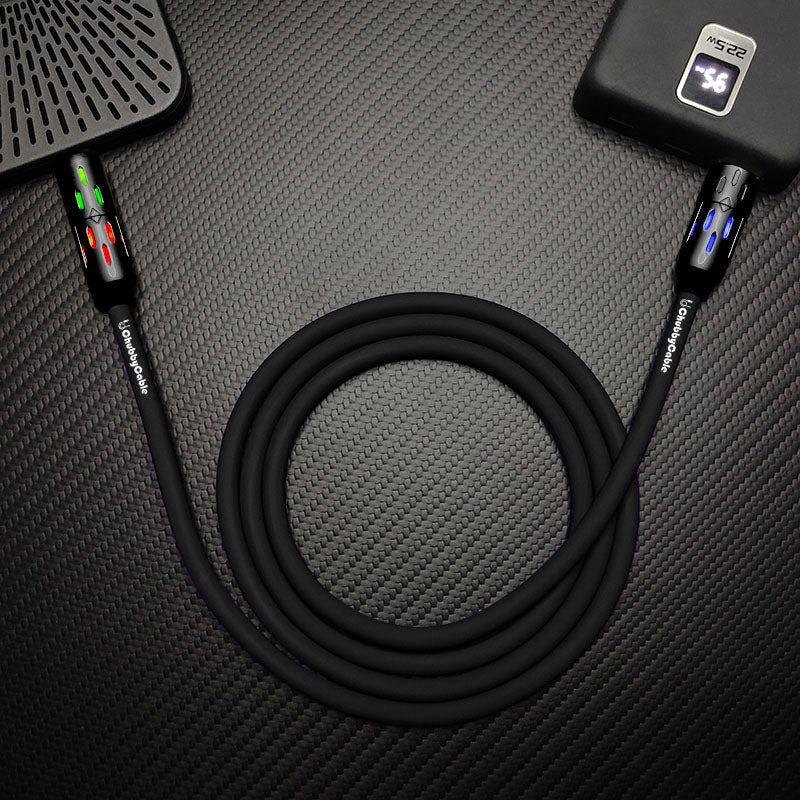Black ChubbyCable charging cable with blue LED indicator