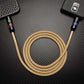 Beige ChubbyCable charging cable with blue LED light