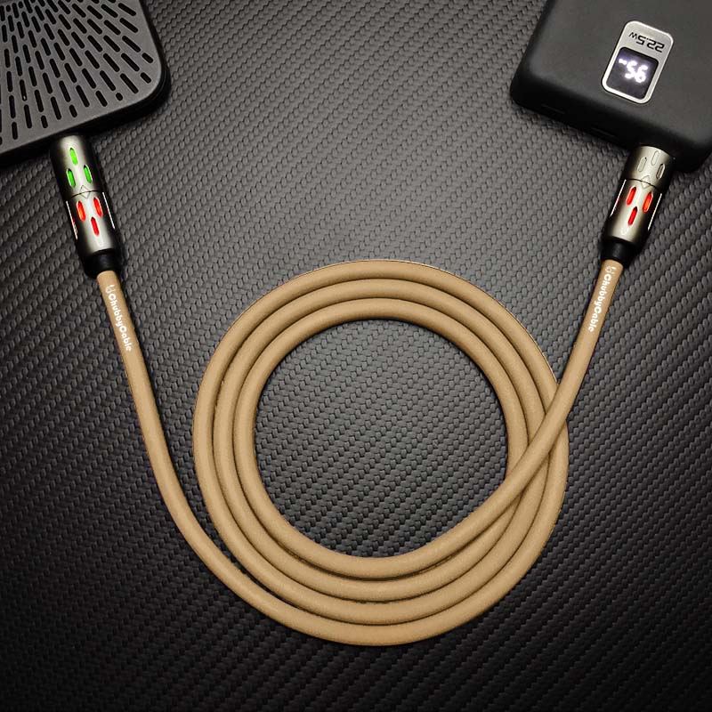 Beige ChubbyCable charging cable with red LED light