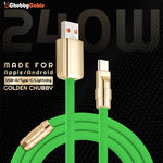240W Golden Chubby Cable promotional banner for Apple and Android.