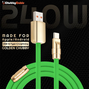 240W Golden Chubby Cable promotional banner for Apple and Android.