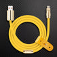 Yellow silicone USB to Lightning charging cable with gold connectors