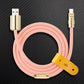 Pink silicone USB to USB-C charging cable with gold connectors