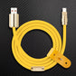 Yellow silicone USB to USB-C charging cable with gold connectors