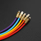 Assorted colorful thick charging cables with gold plated tips.