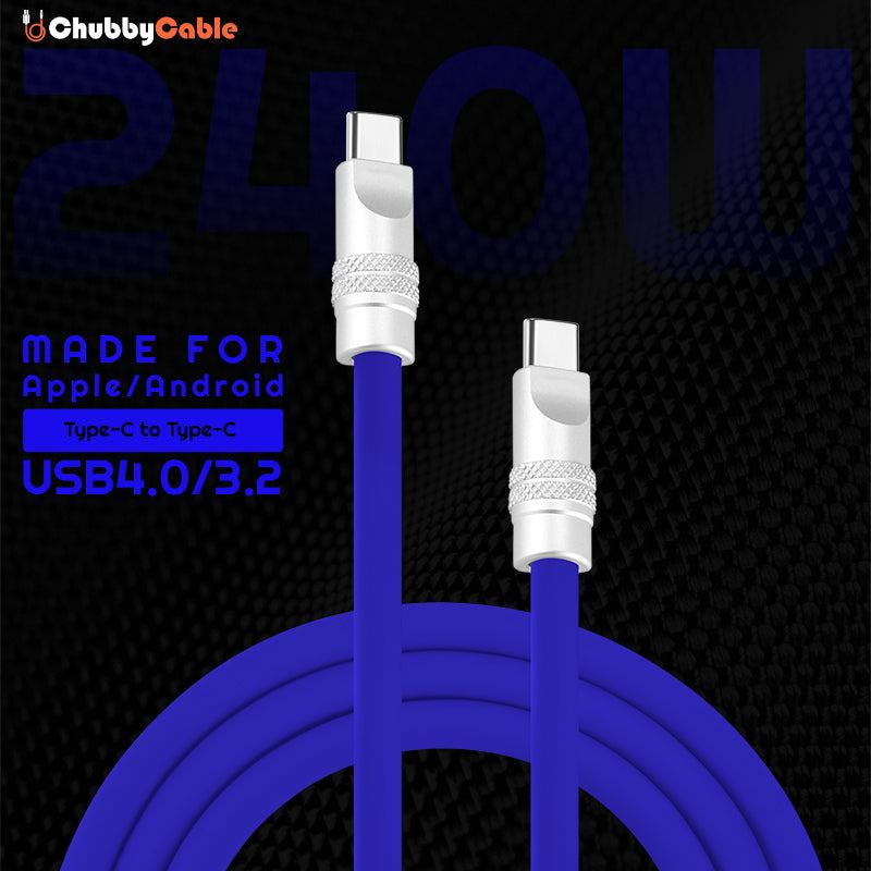 Blue ChubbyCable 240W USB 4.0 USB 3.2 Type-C to Type-C