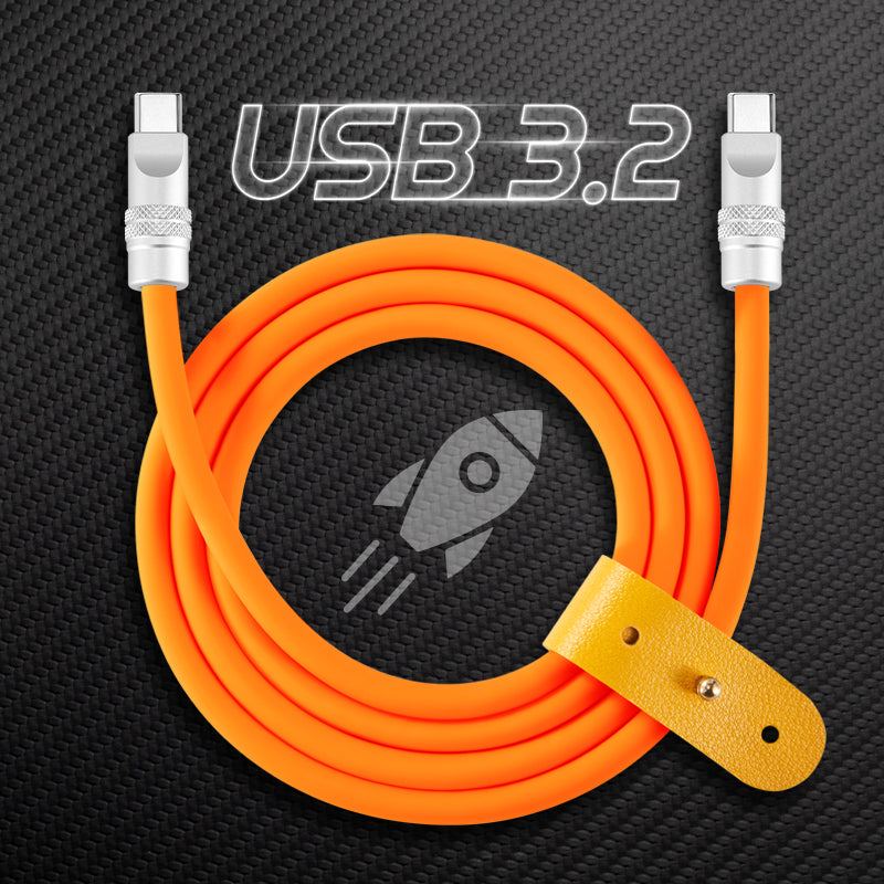 Orange USB 3.2 Type-C fast charging cable with rocket icon