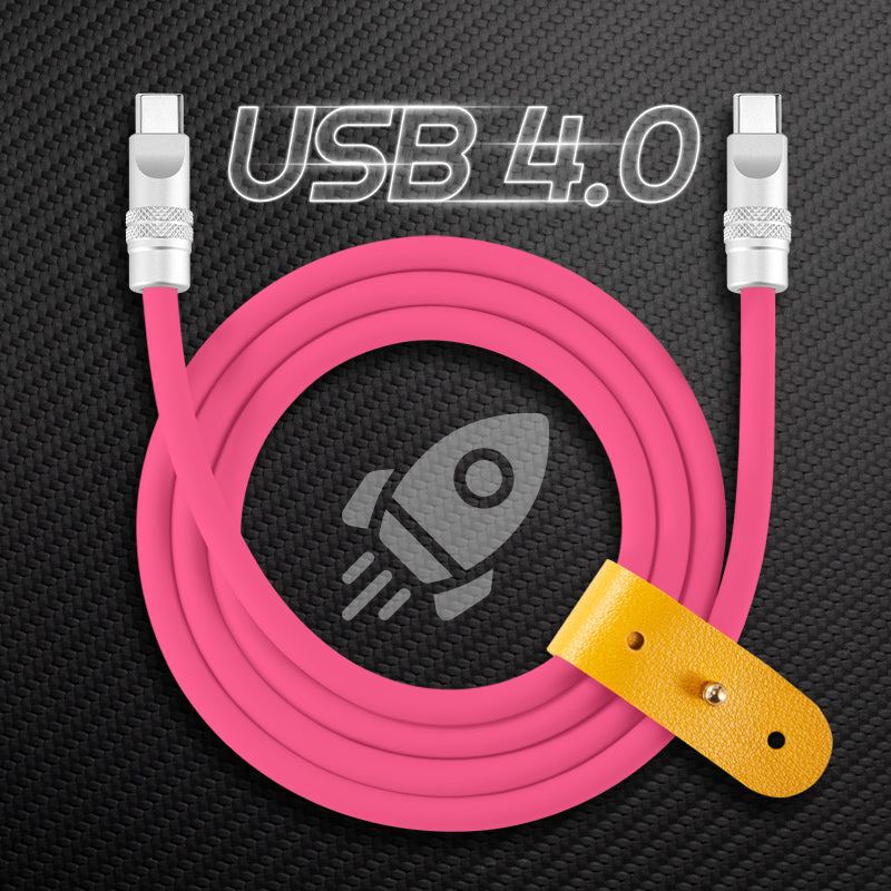 Pink USB 4.0 Type-C fast charging cable with rocket icon