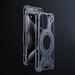 Silver metal protective phone case with magnetic ring