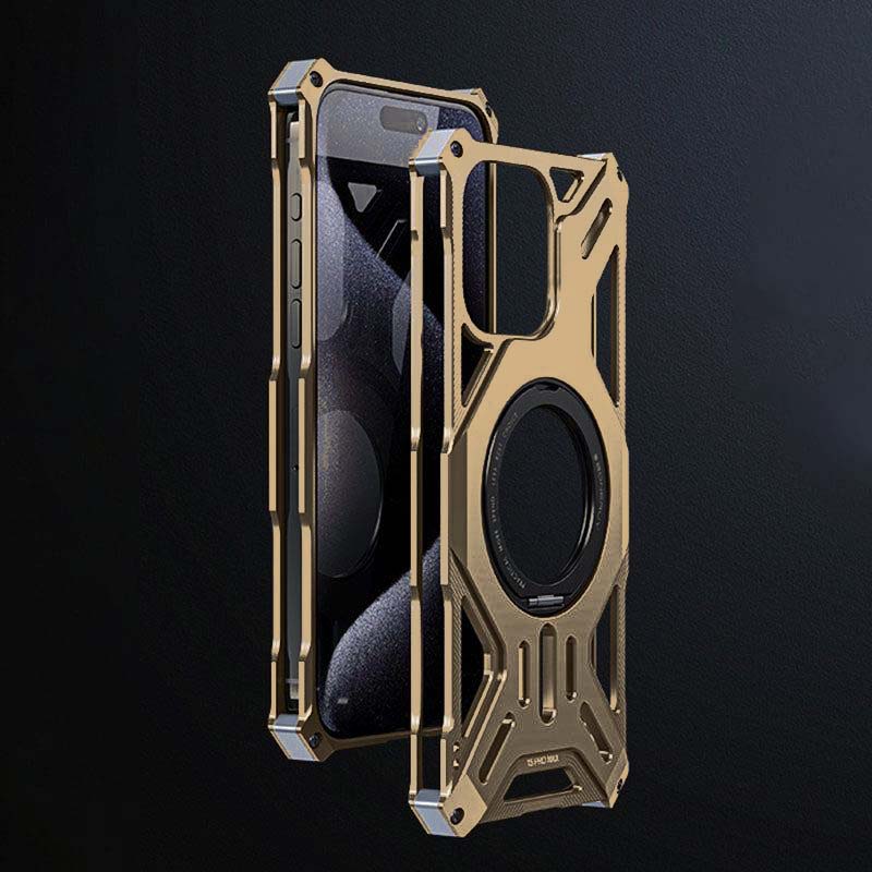 Gold metal bumper phone case with MagSafe ring