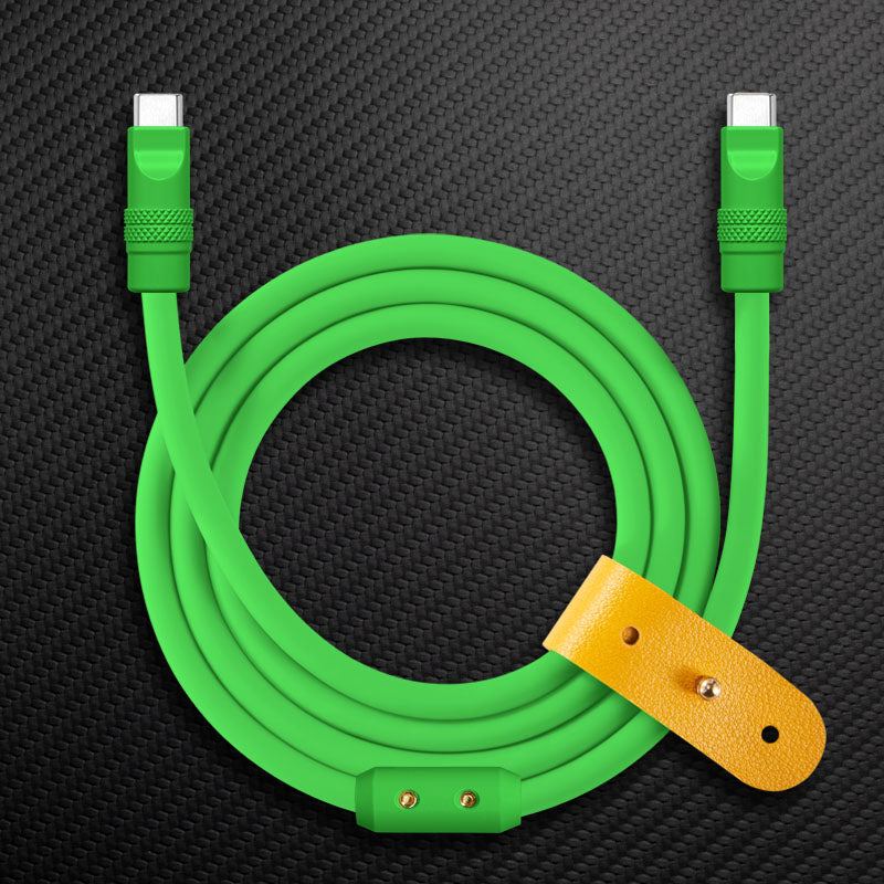 Green USB-C to USB-C fast charging cable with strap