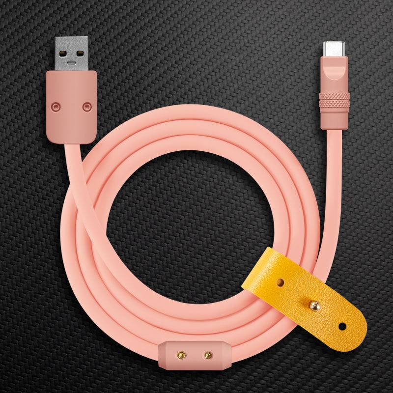 Pink USB-A to USB-C fast charging cable with strap