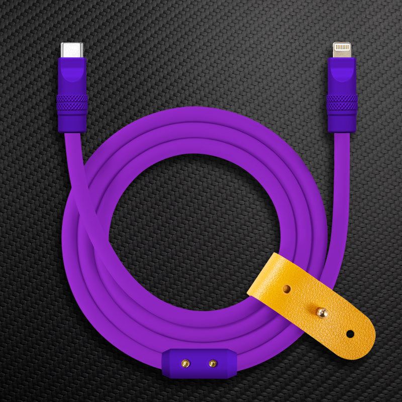 Purple Type-C to Type-C charging cable with strap