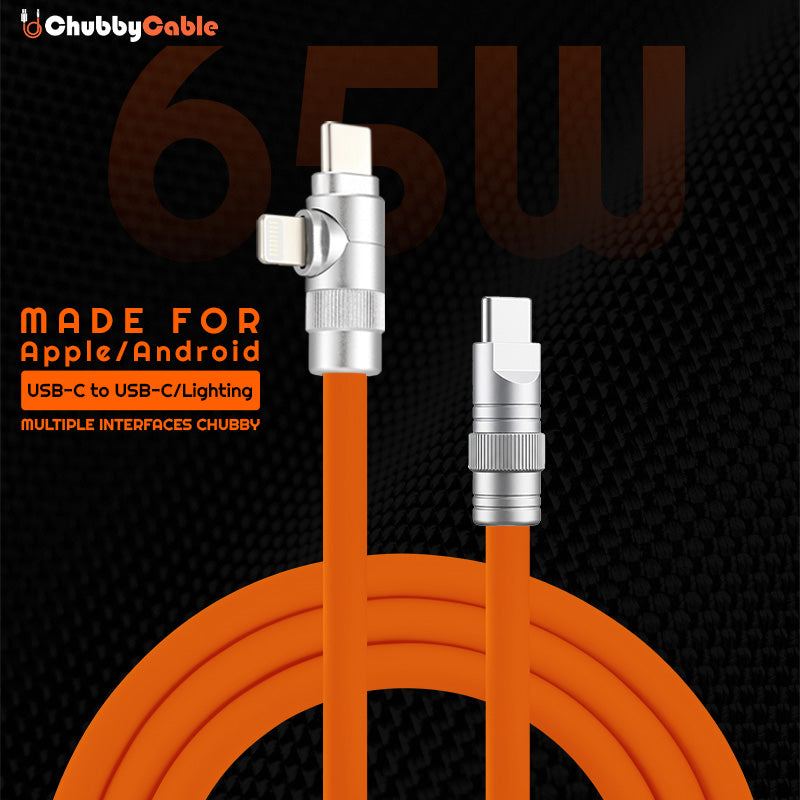 Orange Chubby Cable 65W 2-in-1 multi-interface USB-C and Lightning cable banner