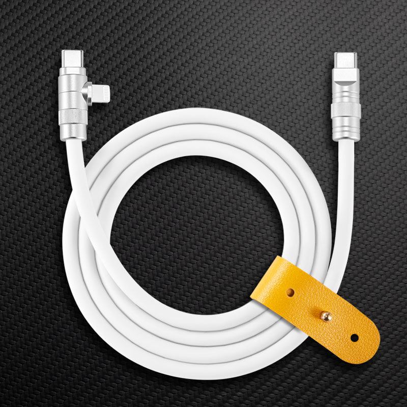 White Chubby Cable multi-interface USB-C to Lightning dual charging cable