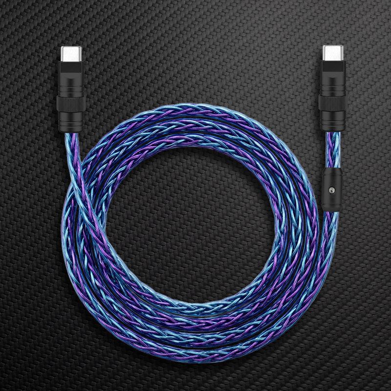 "Neon Chubby" 240W Braided Silver-Plated Fast Charging Cable