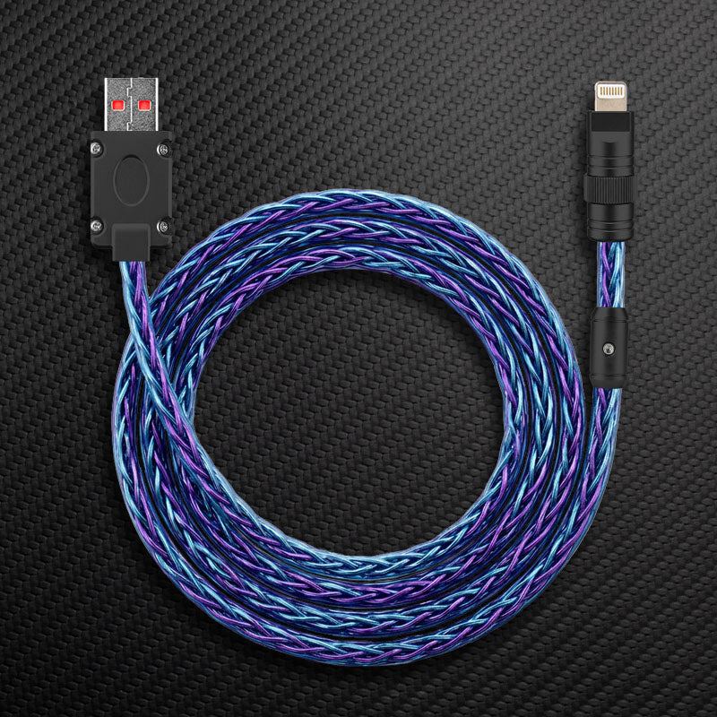 "Neon Chubby" 240W Braided Silver-Plated Fast Charging Cable