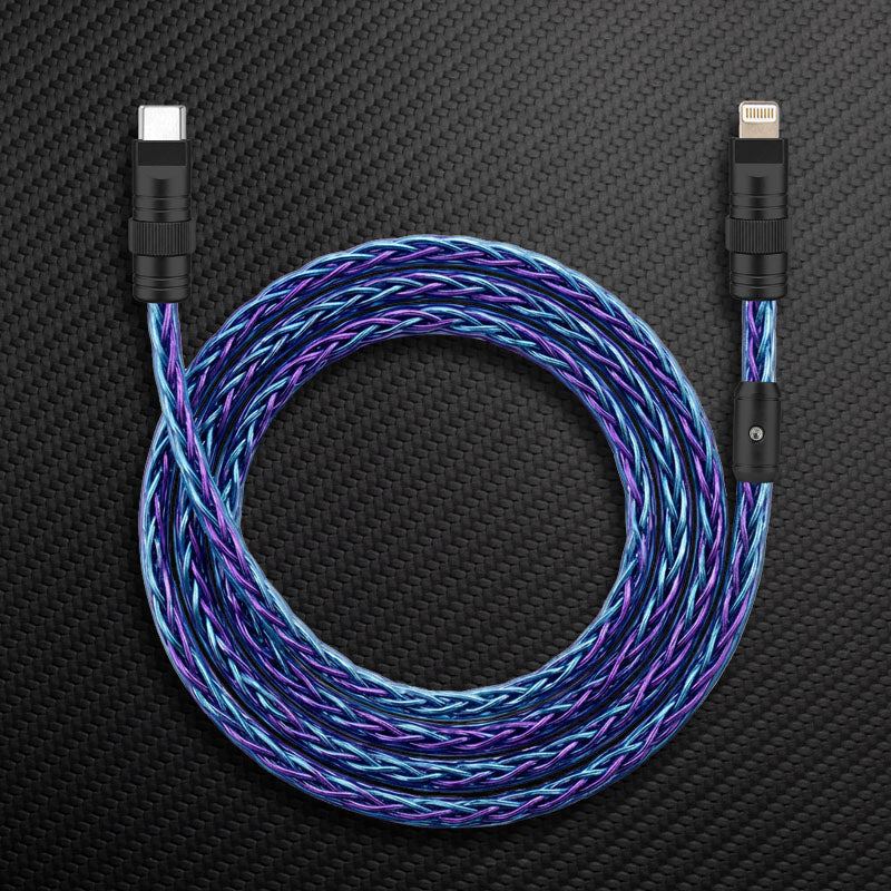 "Neon Chubby" 240W Braided Silver-Plated Fast Charging Cable