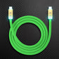 Green heavy duty USB-C to USB-C fast charging cable with LED light indicator.