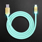 Mint green USB-A to USB-C fast charging cable with gold finish