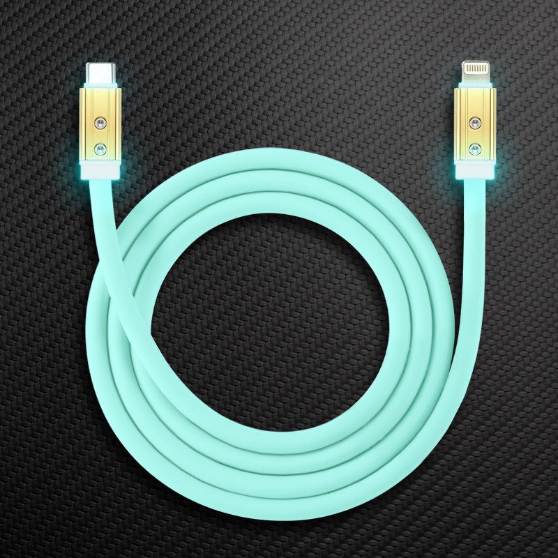 Light green USB-C to Lightning heavy duty silicone cord