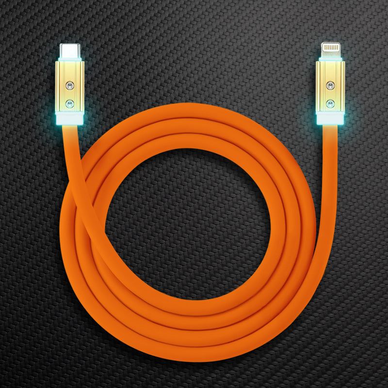 Orange Chubby Cable USB-C to Lightning fast charging cord