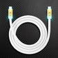 White Type-C to Type-C heavy duty charger cable with glowing gold connectors.