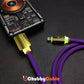 Purple Chubby Cable with LED indicator connected to a power bank