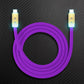 Purple Type-C to Type-C fast charging cable with illuminated gold metal heads.