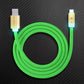 Green premium USB to USB-C charging cord featuring illuminated LED connectors.