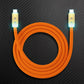 Orange dual USB-C thick silicone charging cable with LED light