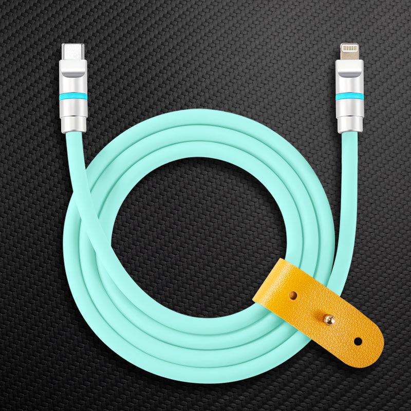Mint green USB-C to Lightning cable with strap