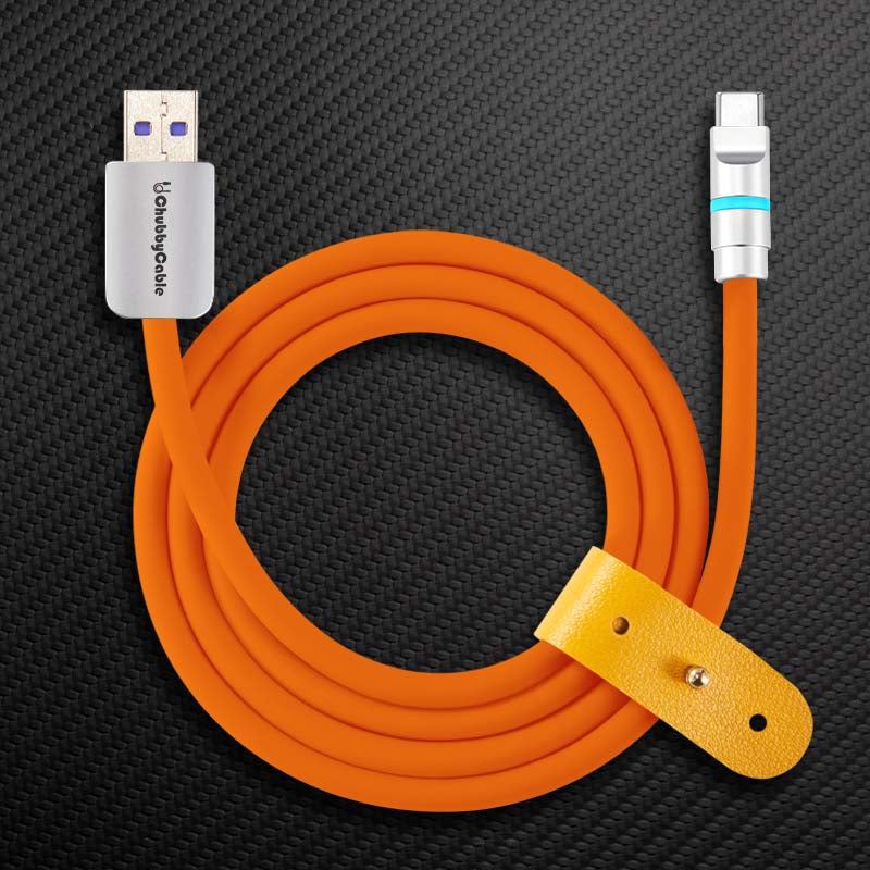 Orange ChubbyCable USB-A to USB-C charging cable
