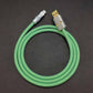 Braided green and blue USB-A to Lightning charging cable