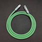Braided green and blue Lightning to USB-C charging cable