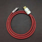 Braided red and black USB-A to USB-C charging cable