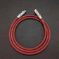 Braided red and black Lightning to USB-C charging cable