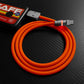 Bright orange silicone fast charging cable with red connector light
