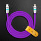 Purple USB-C to Lightning charging cable with leather strap