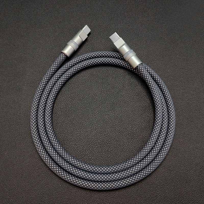 Grey braided USB-C to USB-C cable