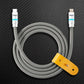 Gray USB charging cable with leather cable tie