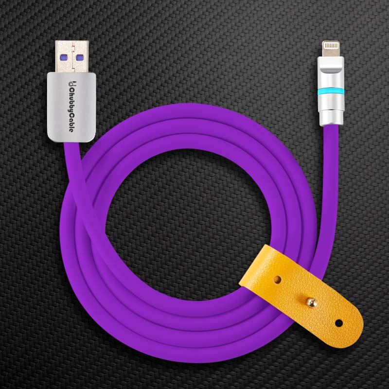 Purple ChubbyCable USB-A to Lightning charging cable